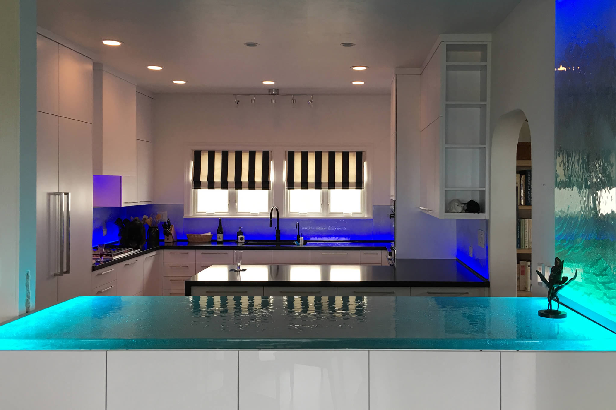 Brilliant Cast Glass Kitchen Countertops and Islands Custom Made to Your Specs
