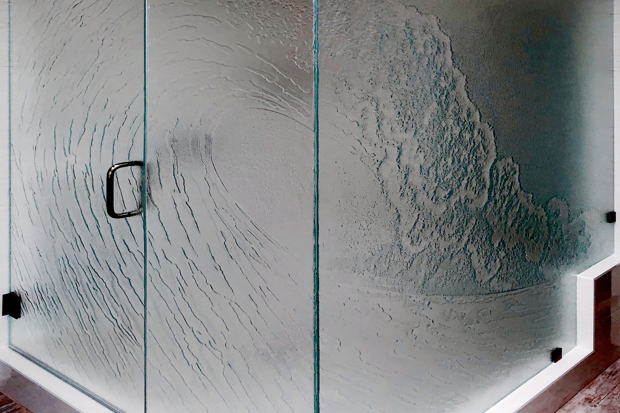 custom cast glass shower stall by Experience Glass